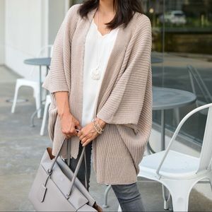 Blush pink oversized open front cardigan